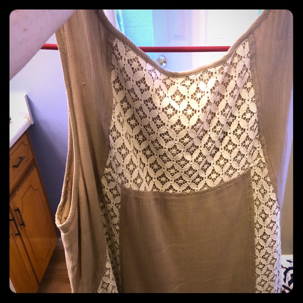 Tan and lace lose fitting tank-top dress